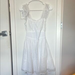 Hollister White Sleeveless Dress with Lace Details